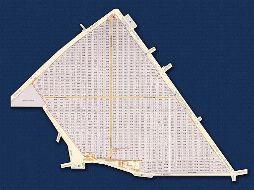 Plan Cmentarza Bródnowskiego w Warszawie z numeracją kwater, bramami i głównymi alejami